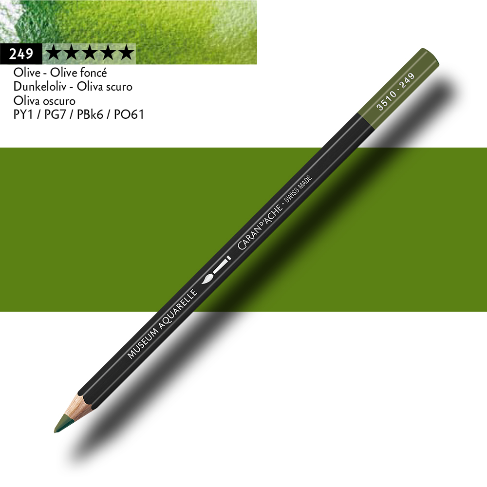 Matita Acquerellabile Caran D'Ache Museum – Colore Verde Muschio (Moss Green) – Mina Morbida 3.8mm – Legno Certificato FSC - 4